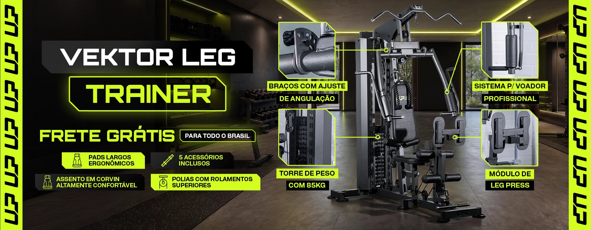 Estação de Musculação 85kg 20 em 1 Vektor Leg Trainer com Leg Press