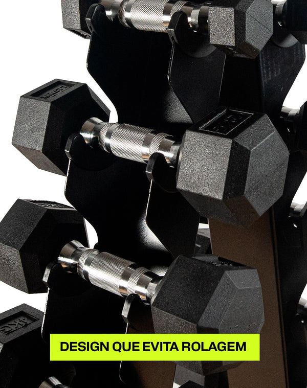 Kit Halteres Sextavados 1 a 10kg Par com Suporte