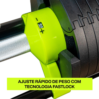 KIT Par de Halteres Ajustaveis Fastlock 32Kg + SUPORTE Uplift