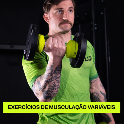 KIT Par de Halteres Ajustaveis Fastlock 32Kg + SUPORTE Uplift