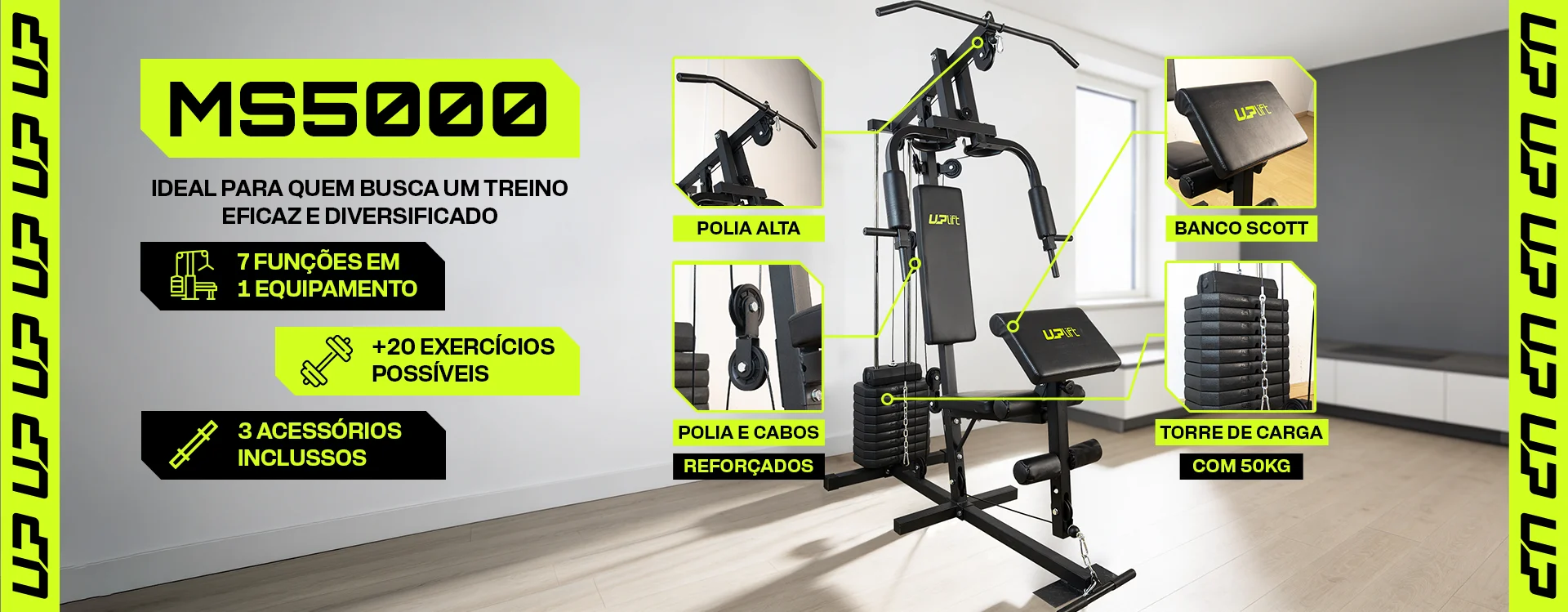 Estação De Musculação 50kg 7 em 1 MS-5000 UPLIFT