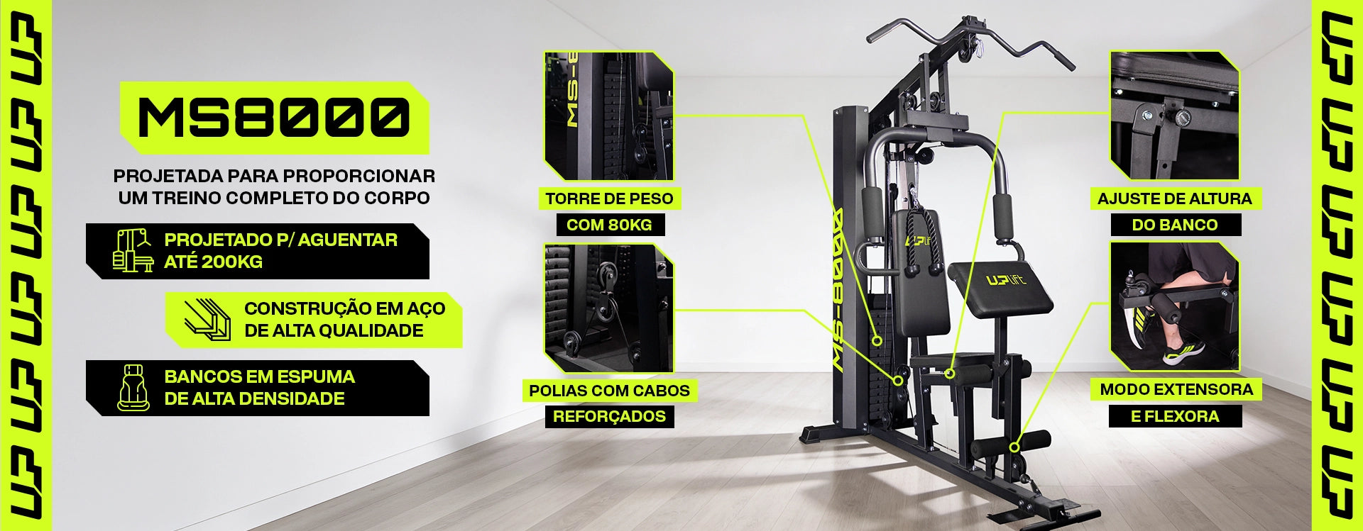 Estação De Musculação 80kg 10 em 1 MS-8000 UPLIFT