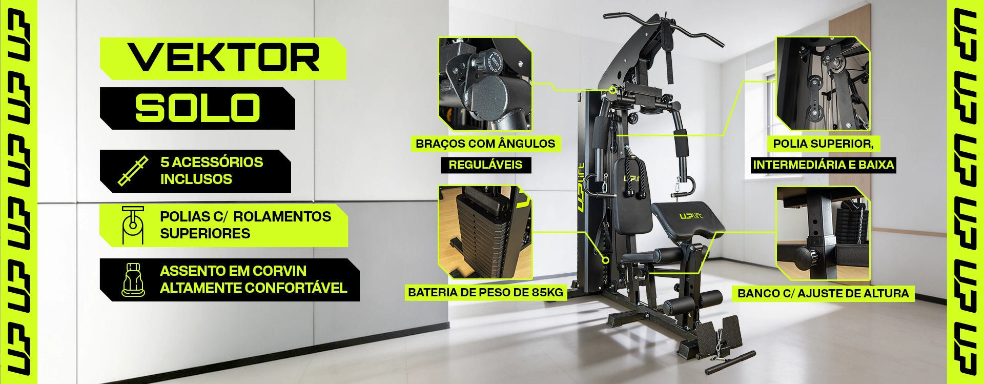 Estação de Musculação 85kg 18 em 1 Vektor Solo UPLIFT