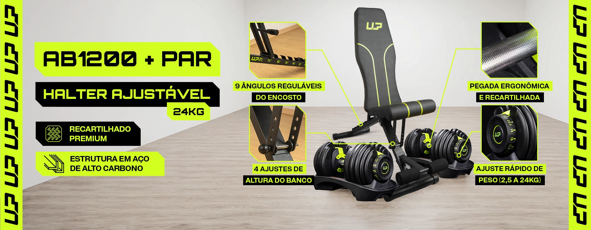 Kit Banco AB1200 + Par Halter Ajustáveis 24kg