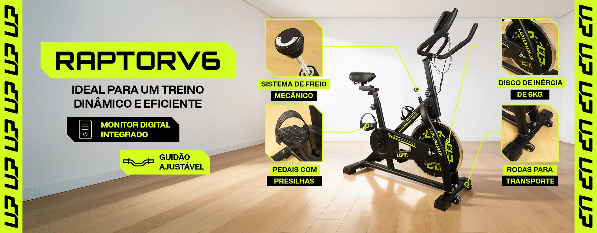 Bicicleta Ergonométrica Spinning Raptor V6 UPLIFT