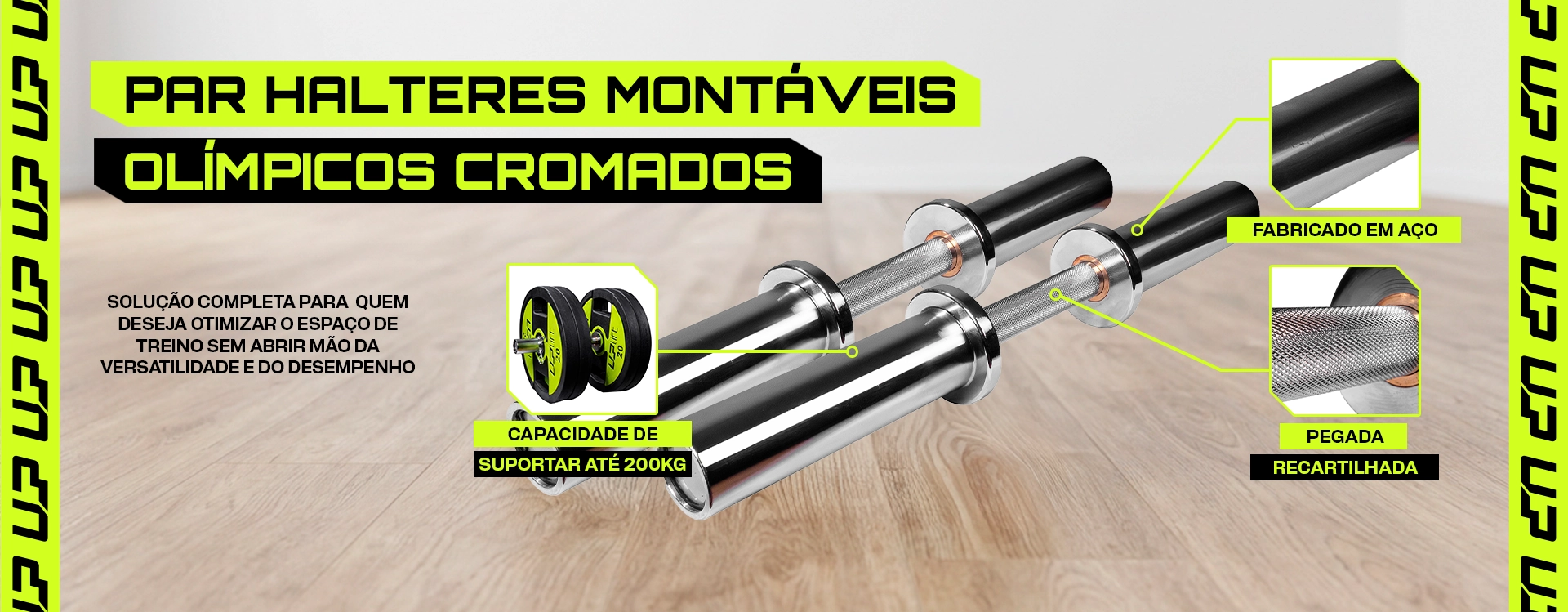 Par de Halteres Montáveis Olímpicos Cromados UPLIFT